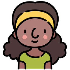 girl avatar black outline filled color icon