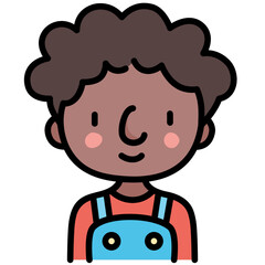 boy avatar black outline filled color icon