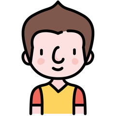 boy avatar black outline filled color icon