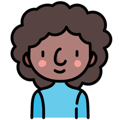 girl avatar black outline filled color icon