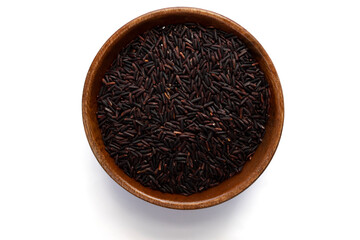 Close up Rice berry  in a bowl on white background.