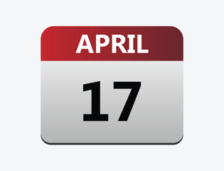 April 17th calendar icon vector. Concept of schedule. business and tasks.