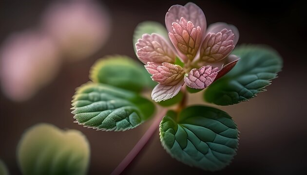 Pink Four-Leaf Clover Flower Close-Up, Made with Generative AI