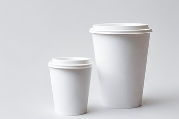 white disposable cup take away coffee cup on isolated background mockup