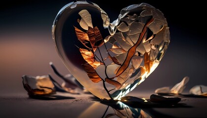 Broken Heart Glass Background, Made with Generative AI