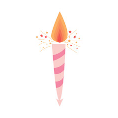Burning birthday candle on white background