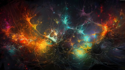 Surreal Neurons Glowing Background, Made with Generative AI