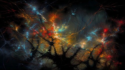 Surreal Neurons Cluster Background, Made with Generative AI