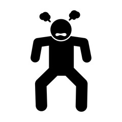 A stick figure pictogram depicting an angry person can be a simple and effective way to convey emotions in visual communication. 