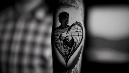 Broken Heart Tattoo Background, Made with Generative AI