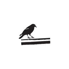 a black bird on a branch vector silhouette illustration