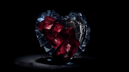 Shattered Glass Heart Background, Made with Generative AI