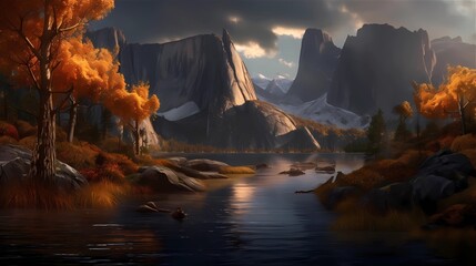 Majestic Mountain Landscape Background, Made with Generative AI