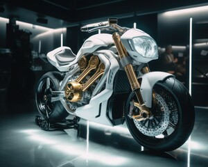 Majestic Futuristic Simplified Design of a Motorcycle. Generative AI