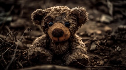 Old Worn-Out Teddy Bear Background, Made with Generative AI
