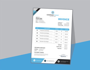 Professional and modern invoice template.bill graphic or payment Tax form,Minimalist Invoice Easy to edit and customise,