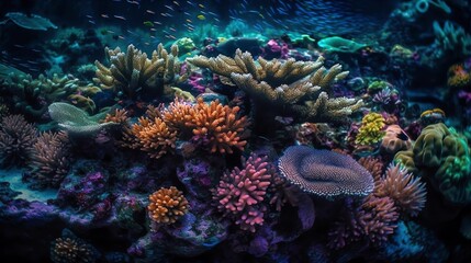 Naklejka na ściany i meble Colorful Underwater Coral Reef Background, Made with Generative AI
