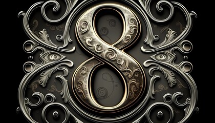 Sophisticated Number 8 Background, Made with Generative AI