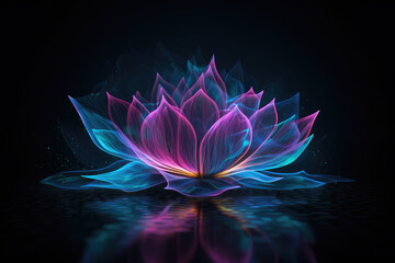 Abstract lotus flower, generative AI - obrazy, fototapety, plakaty