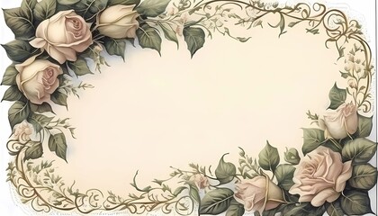 Rose Border White Page Background, Made with Generative AI