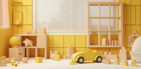 kid room design with yellow toys