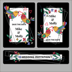 Save the date, Floral Wedding felicitation elegant invite, set, thank you,  greenery,  bouquet, template , gift certificate, party invitation, congratulation ,flower frame