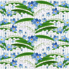 Vector floral ethnic seamless pattern in doodle style with flowers and leaves. Gentle, spring, summer floral background.