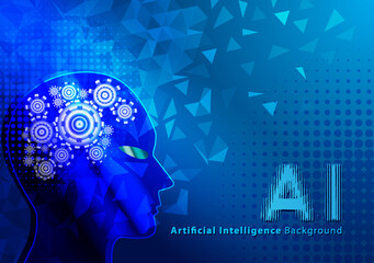 Ai artificial intelligence technology hitech concept. chat  with smart bot, open Ai, gears, lights, technology Abstract, vector. design for chat, web banner, background, transformation.