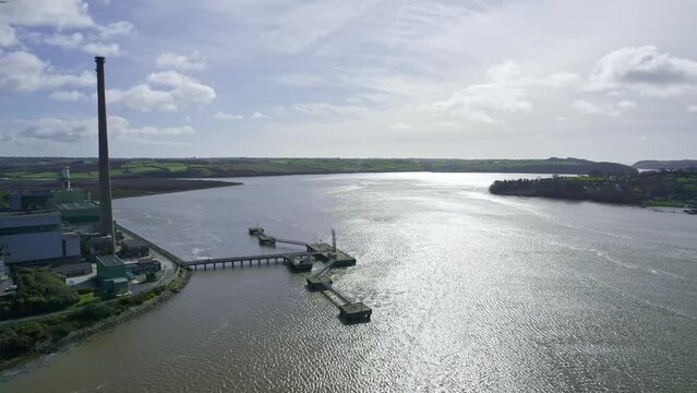 Waterford Estuary The Barrow Railway Bridge and electricity power station in wexford