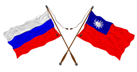 National flag  of Taiwan and Russia. Background for designers