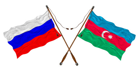 National Flag of Azerbaijan and Russia. Background for designers