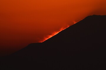 夕焼けの富士山