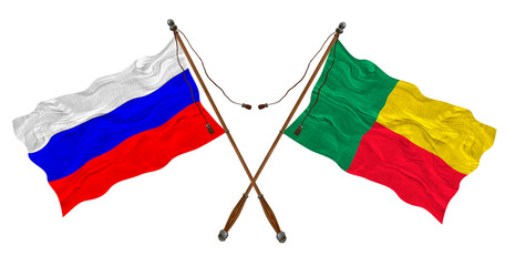 National flag of Benin and Russia. Background for designers