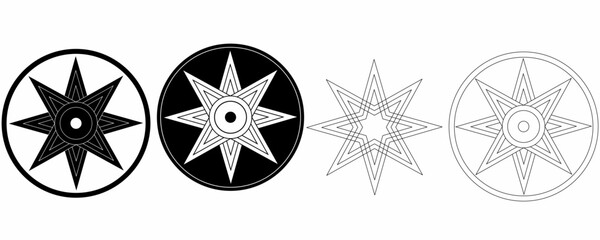 Star of Ishtar Symbol.Eight point star or variant of Ishtar Octagram set isolated on white background © Sutana