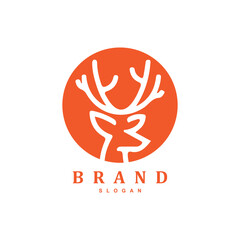 Circle silhouette deer horn logo design