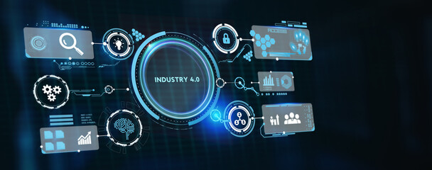Industry 4.0 Cloud computing, physical systems, IOT, cognitive computing industry. 3d illustration