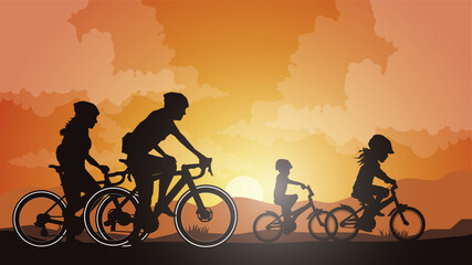 Obraz premium Silhouette of the cycling a bicycle Vector illustration, world bicycle day.