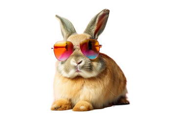 Fototapeta premium rabbit, wearing shades sunglass eyeglass isolated. Generative AI