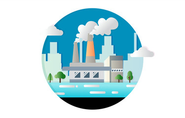 Paper art city background air pollution pm 2.5 dust deposal resources from industry design for education infographic presentation and website