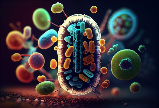 Bacteria, illustration. Generative AI