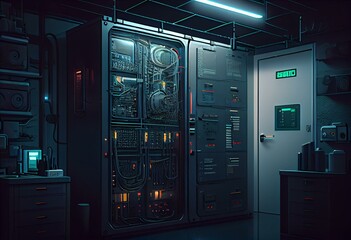 Illustration about the server room. Made by AI. Generative AI