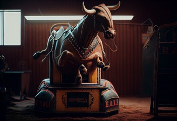 Mechanical Bull Riding Machine. Generative AI