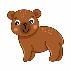 Bear on white background. Vector illustration in cartoon style. Character for children. Toy.