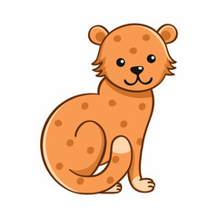 Cute leopard onwhite background. Vector doodle illustration for kids. Wild cat.