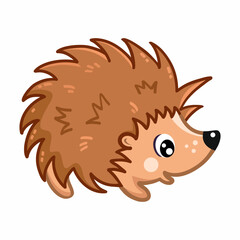 Funny hedgehog on white background. Cute cartoon style illustration for child.