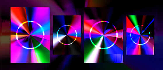 Cover design circle futuristic 80s retro instinct vibrant abstract neon glow theme collection vector background