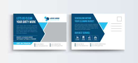 Cleaning Service Postcard Template | EDDM Postcard template Set, Cleaning company Business Postcard Design Layout.