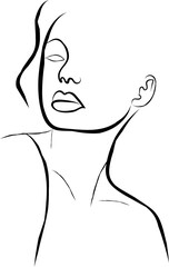 Beauty Woman Line Art