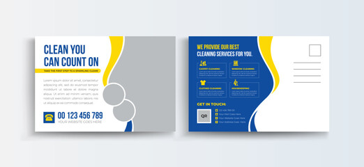 Cleaning Service Postcard Template | EDDM Postcard template Set, Cleaning company Business Postcard Design Layout.