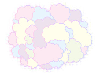 カラフルな煙が出ているポップな爆発エフェクトのベクターの背景イラスト